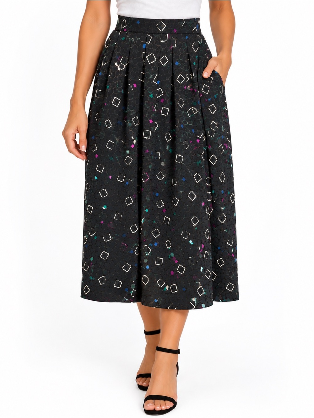 Pendleton Vintage Black Pleated Midi Skirt Size 12